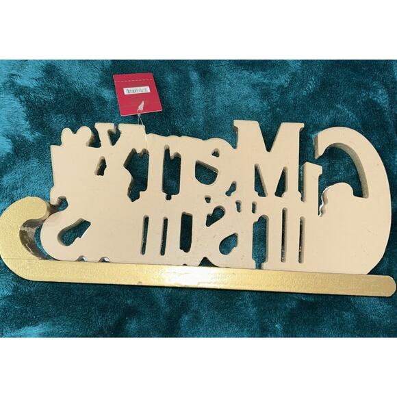 Vintage Disney Mickey And Minnie Mouse Merry Christmas Wooden Tabletop Sign NEW - Picture 6 of 10